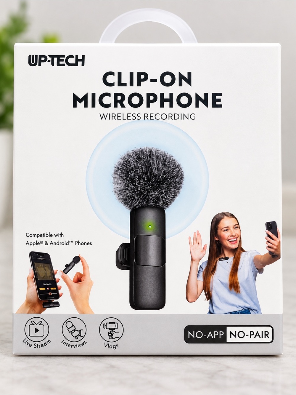 Amazon Black Clip-On Microphone with Gray Furry Windshield